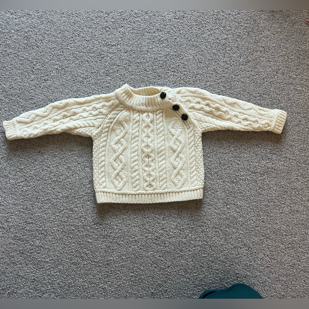 Aran Crafts Kids Cream Cable Knit Sweater